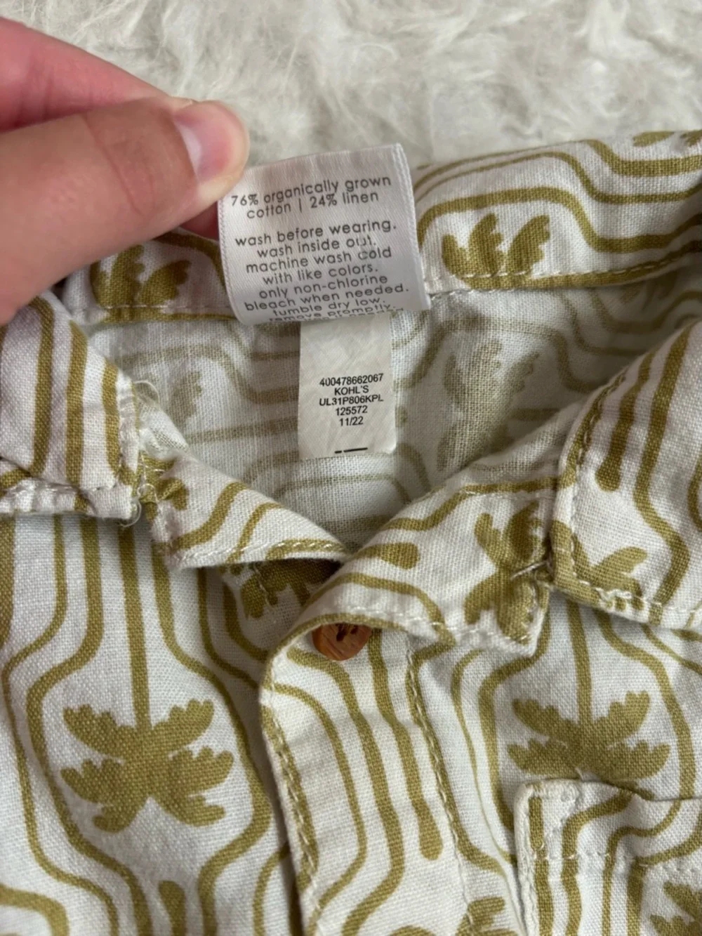 Little Co Preppy Tropical Palm Print Short Sleeve Button Up Shirt